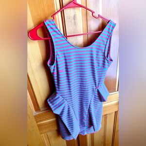 Striped Pink and Teal 80’s Style Backless Mini Dress
